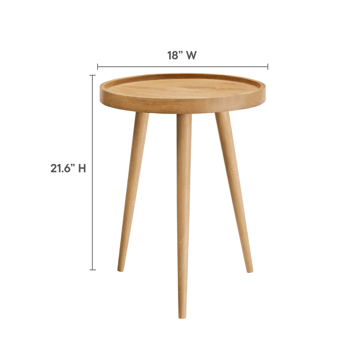 Chiro Round Wood Side Table natural oak finish with three tapered legs by Modway on Tampa Home & Garden Store