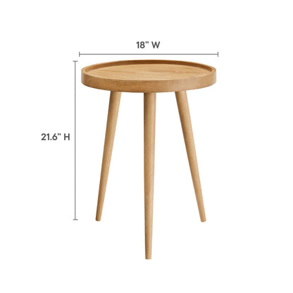 Chiro Round Wood Side Table natural oak finish with three tapered legs by Modway on Tampa Home & Garden Store