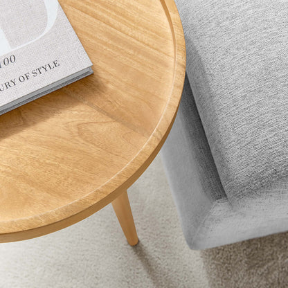 Chiro Round Wood Side Table natural light wood finish with tapered leg on Tampa Home & Garden Store