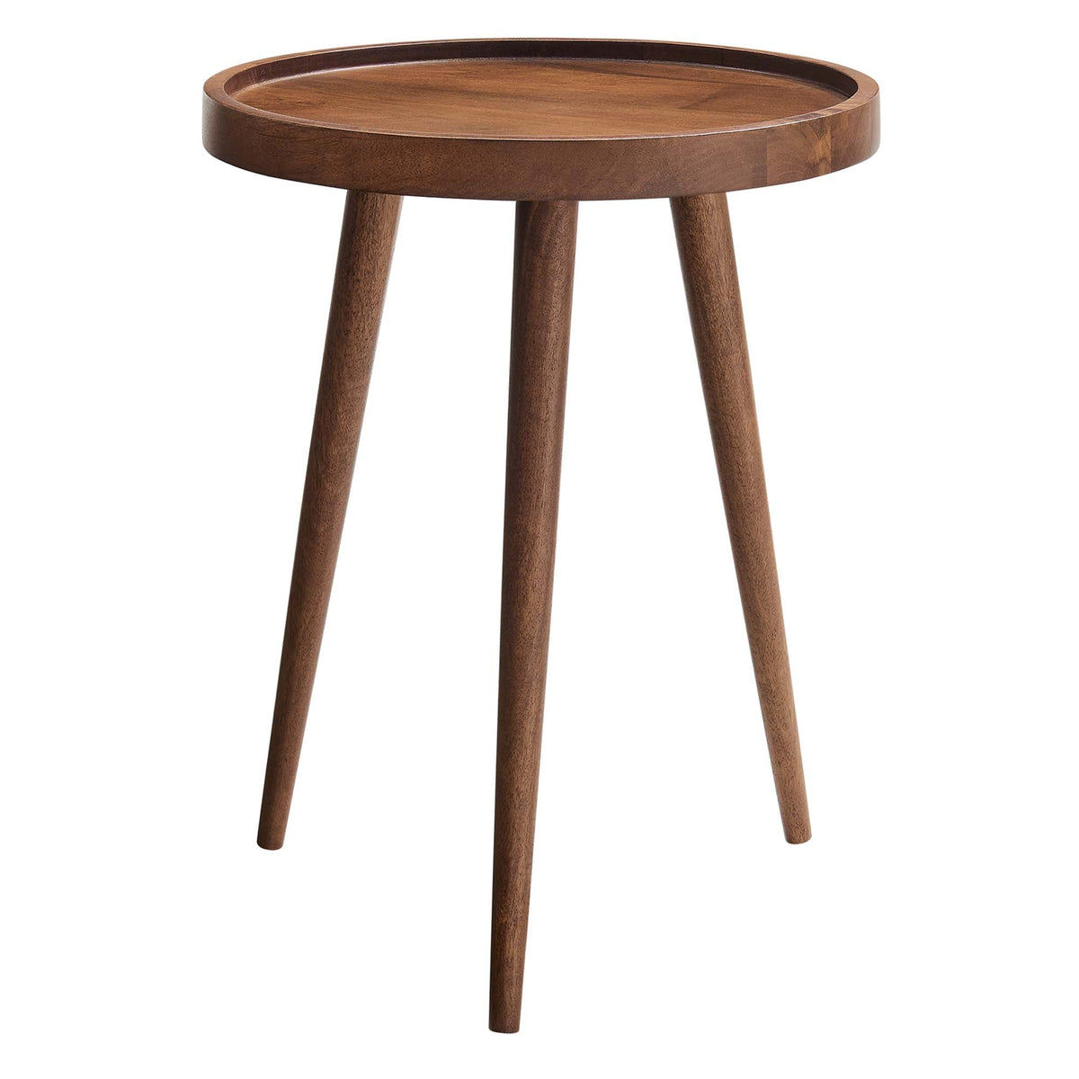Chiro Round Wood Side Table by Modway dark walnut finish with three tapered legs on Tampa Home & Garden Store
