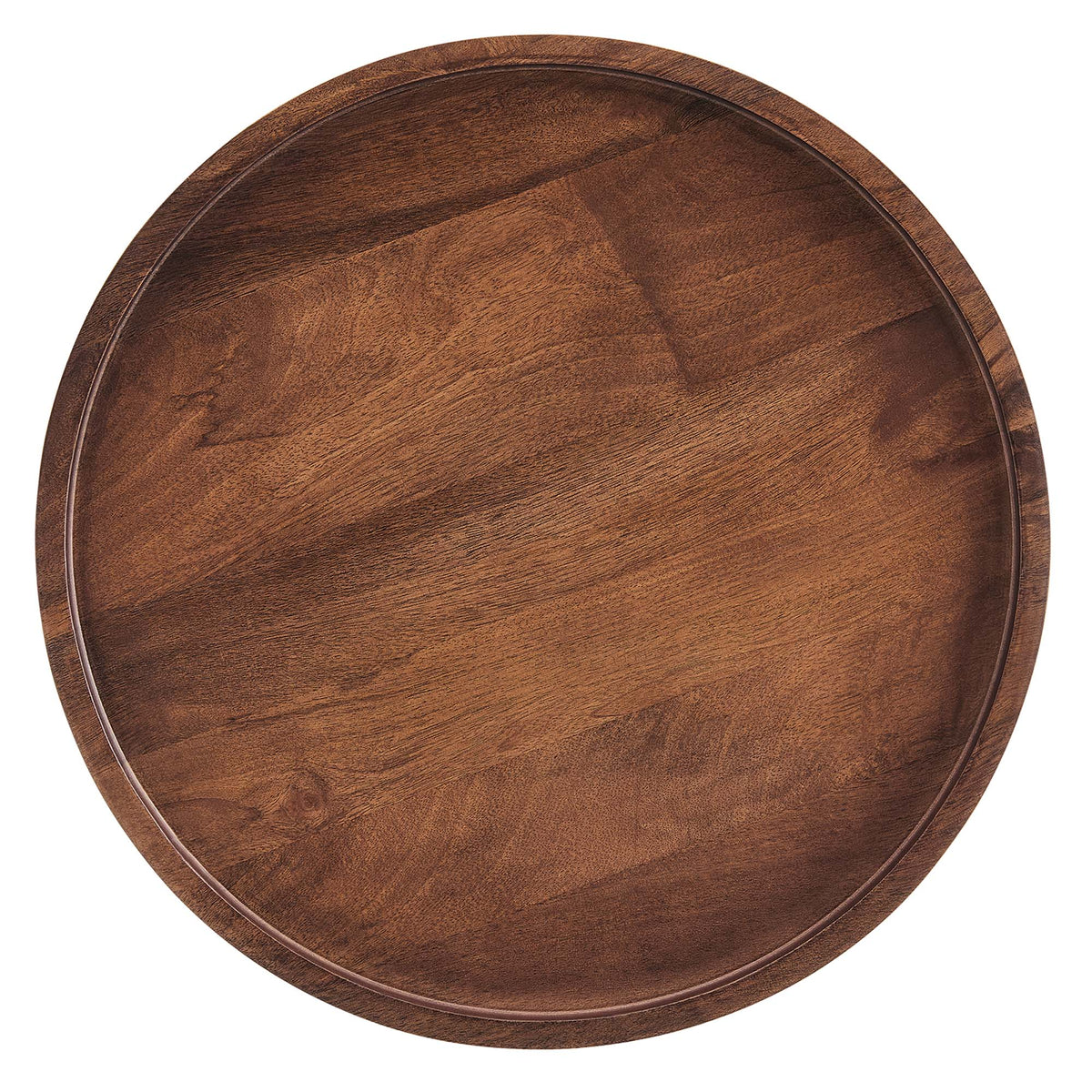 Chiro Round Wood Side Table top view in warm brown wood with circular edge on Tampa Home & Garden Store