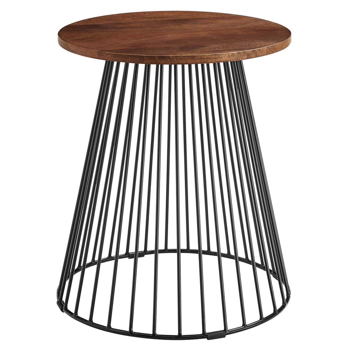 Valeo round wood and metal side table by Modway with brown wood top and black metal spoke base on Tampa Home & Garden Store