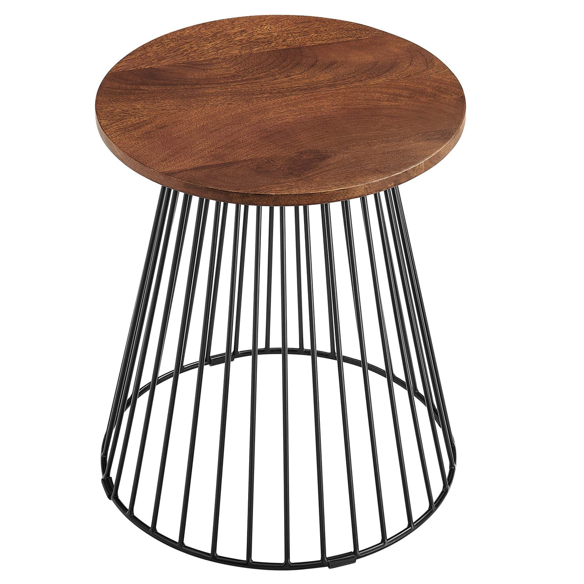 Valeo round wood and metal side table with dark wood top and black wire base by Modway on Tampa Home & Garden Store