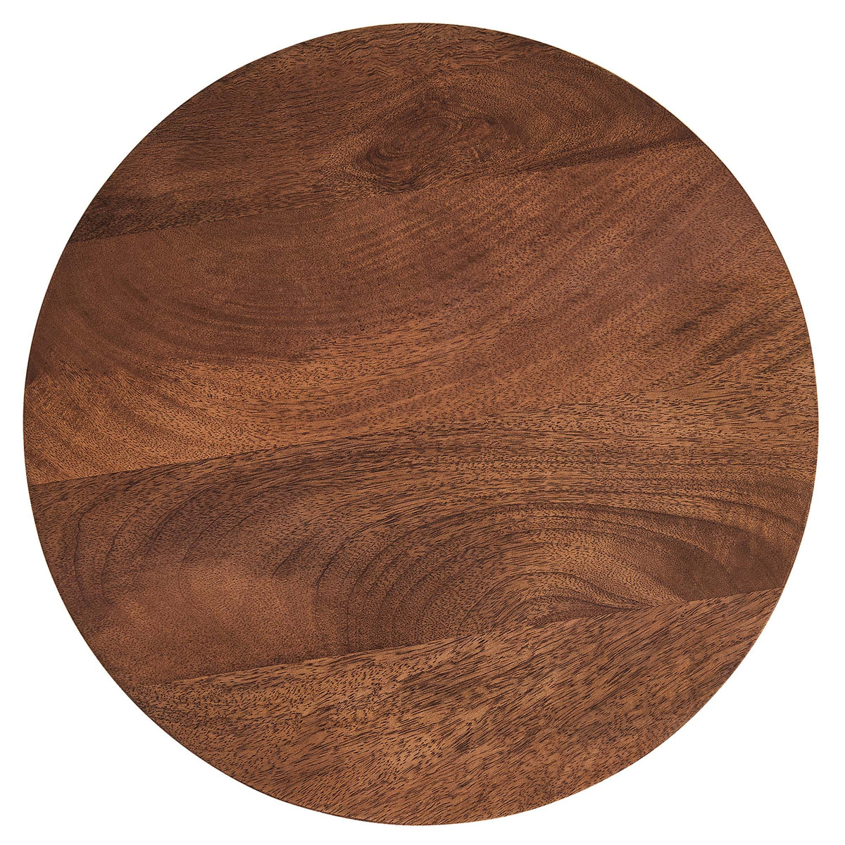 Valeo round wood end table top in dark brown finish on Tampa Home & Garden Store