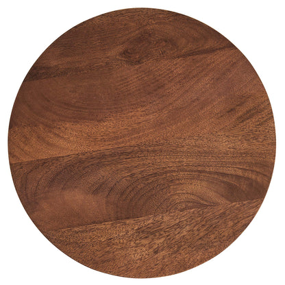 Valeo round wood end table top in dark brown finish on Tampa Home & Garden Store