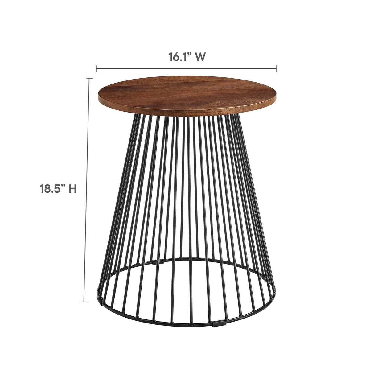 Valeo round wood and metal side table with black wire base by Modway on Tampa Home & Garden Store