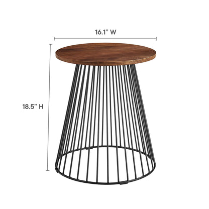 Valeo round wood and metal side table with black wire base by Modway on Tampa Home & Garden Store