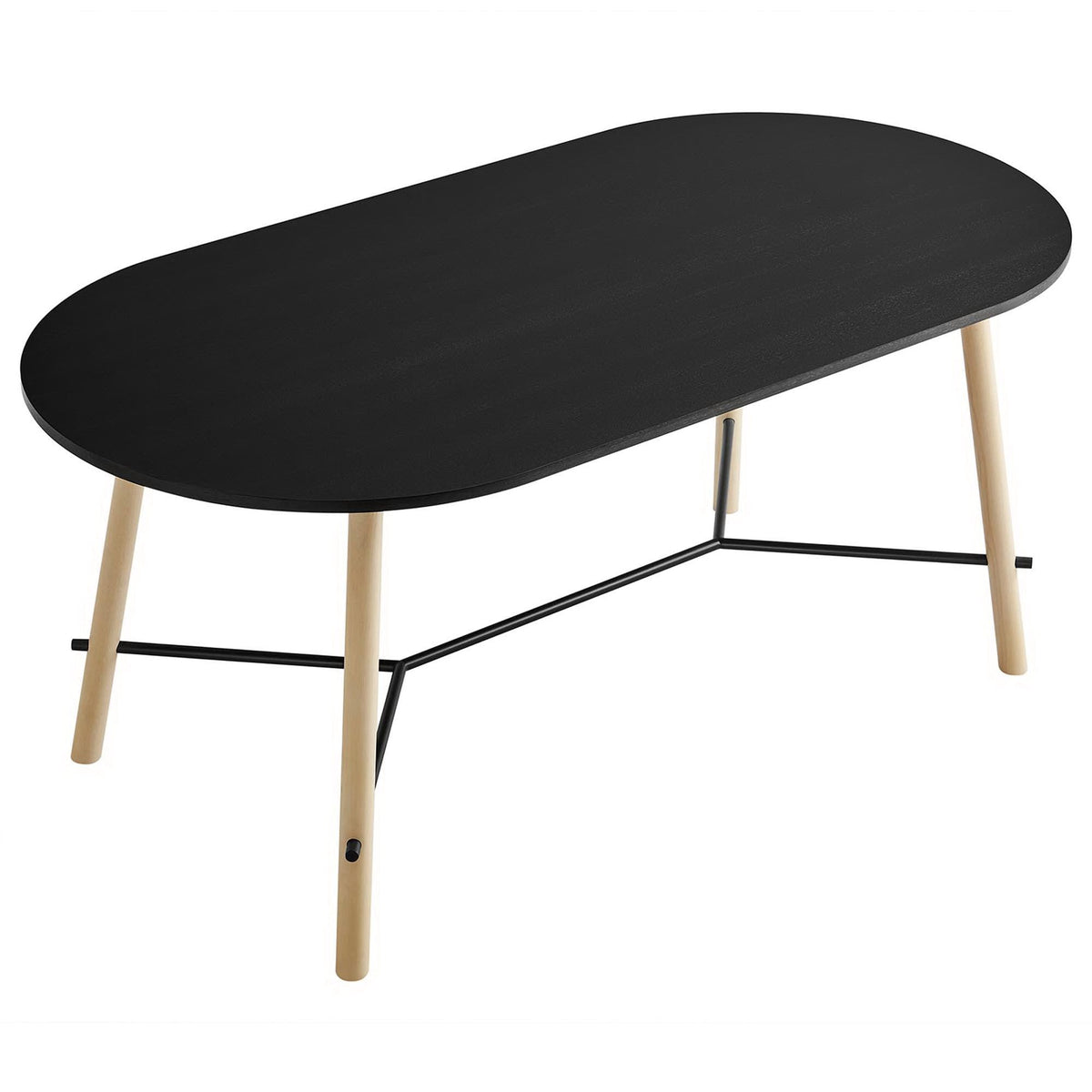 Infuse 71in Wood Grain Dining Table by Modway, black oval top with wood legs and metal base on Tampa Home & Garden Store