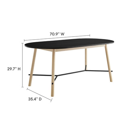 Infuse 71in wood grain dining table by Modway with black oval top and natural wood legs on Tampa Home & Garden Store