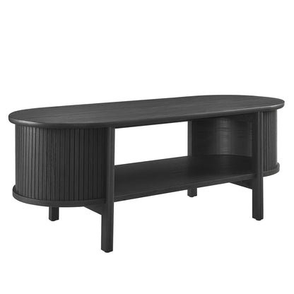 Cadence coffee table by Modway in dark rubberwood with rounded oval top and ribbed legs on Tampa Home & Garden Store