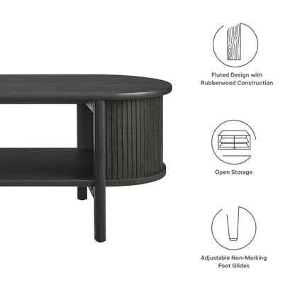 Cadence coffee table by Modway in dark rubberwood with fluted sides and open storage on Tampa Home & Garden Store