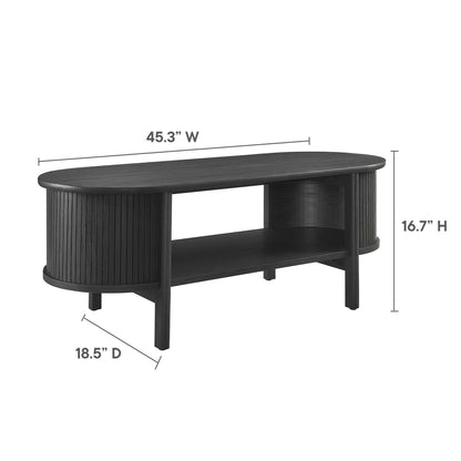 Cadence Coffee Table by Modway, black rubberwood with ribbed round legs and lower shelf on Tampa Home & Garden Store