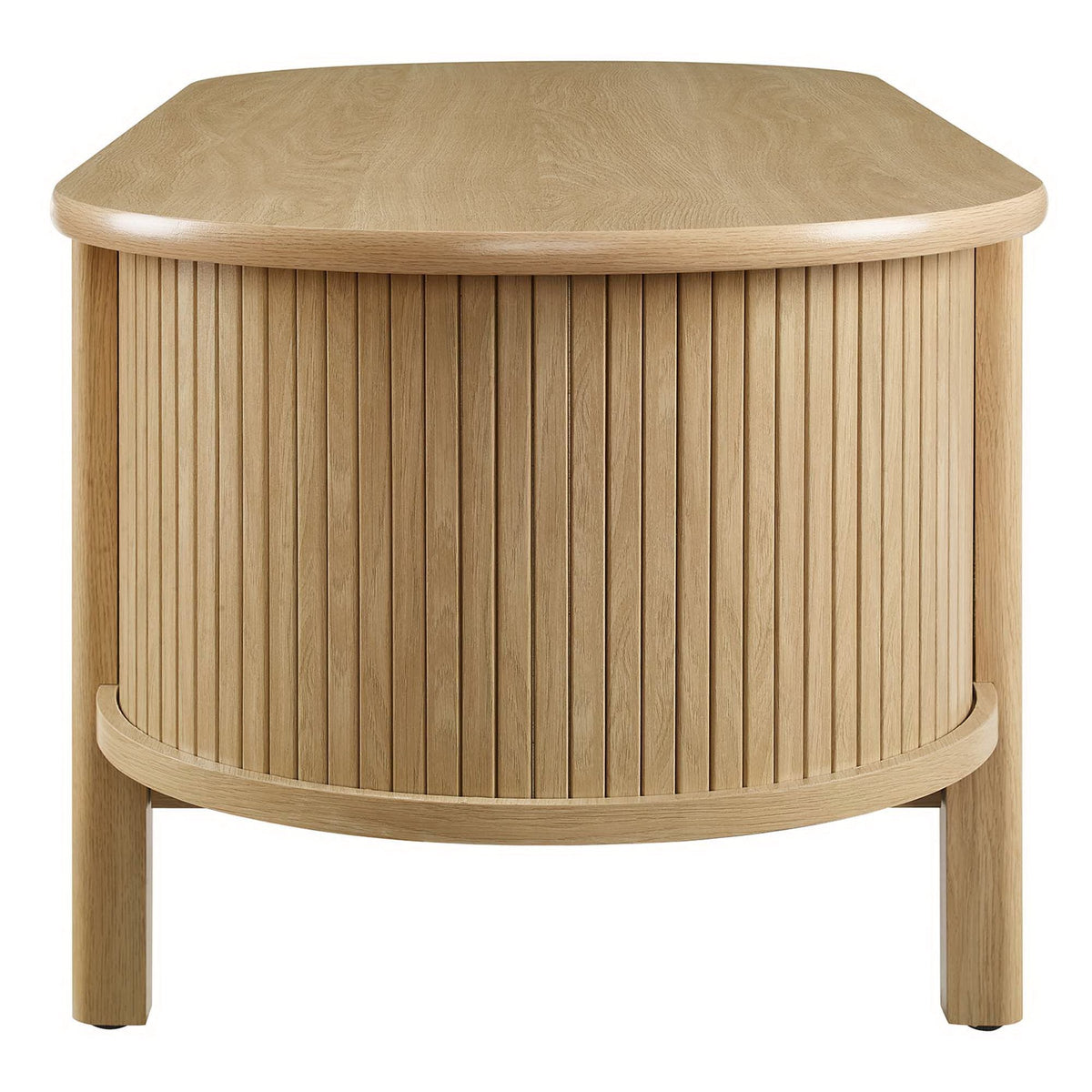 Cadence coffee table by Modway in natural rubberwood with slatted curved apron on Tampa Home & Garden Store
