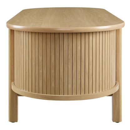 Cadence coffee table by Modway in natural rubberwood with slatted curved apron on Tampa Home & Garden Store