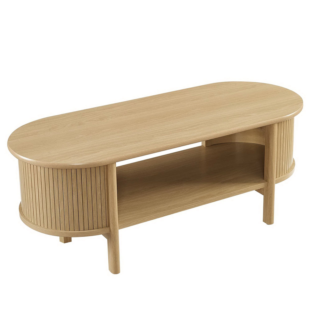 Cadence Coffee Table by Modway in rubberwood with rounded oval top and slatted base on Tampa Home & Garden Store