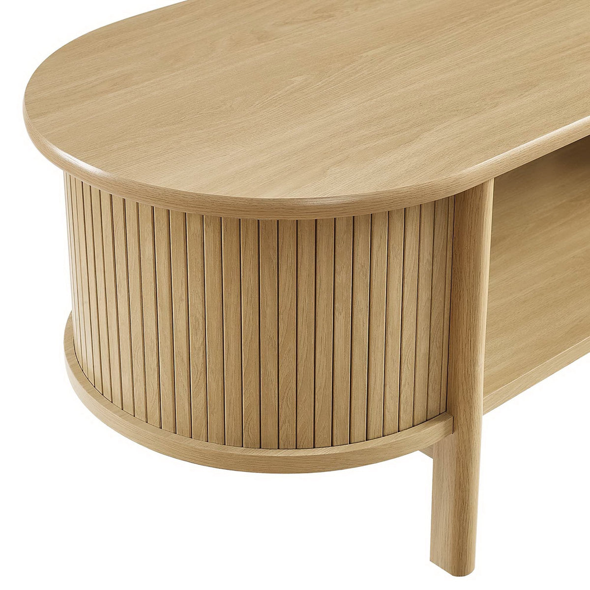 Cadence coffee table round natural rubberwood top with slatted pedestal base by Modway on Tampa Home & Garden Store