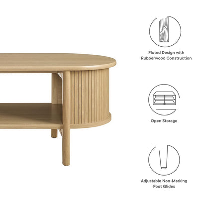 Cadence Coffee Table by HouseOfZazla - natural rubberwood round top with slatted base on Tampa Home & Garden Store