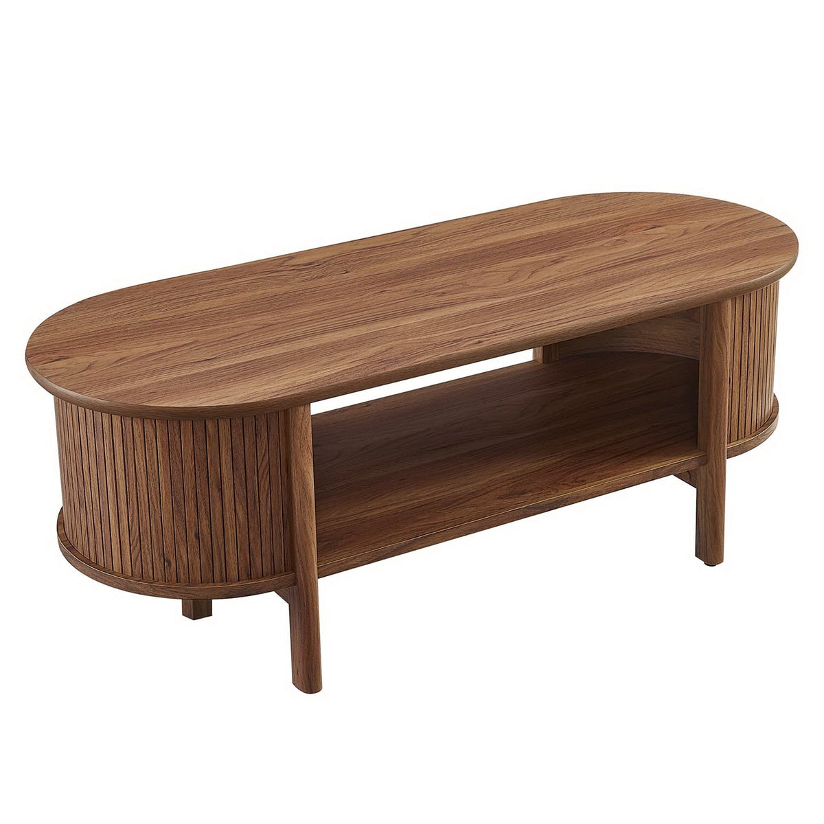 Cadence coffee table by Modway, mid-century rubberwood with oval top and vertical slat legs on Tampa Home & Garden Store