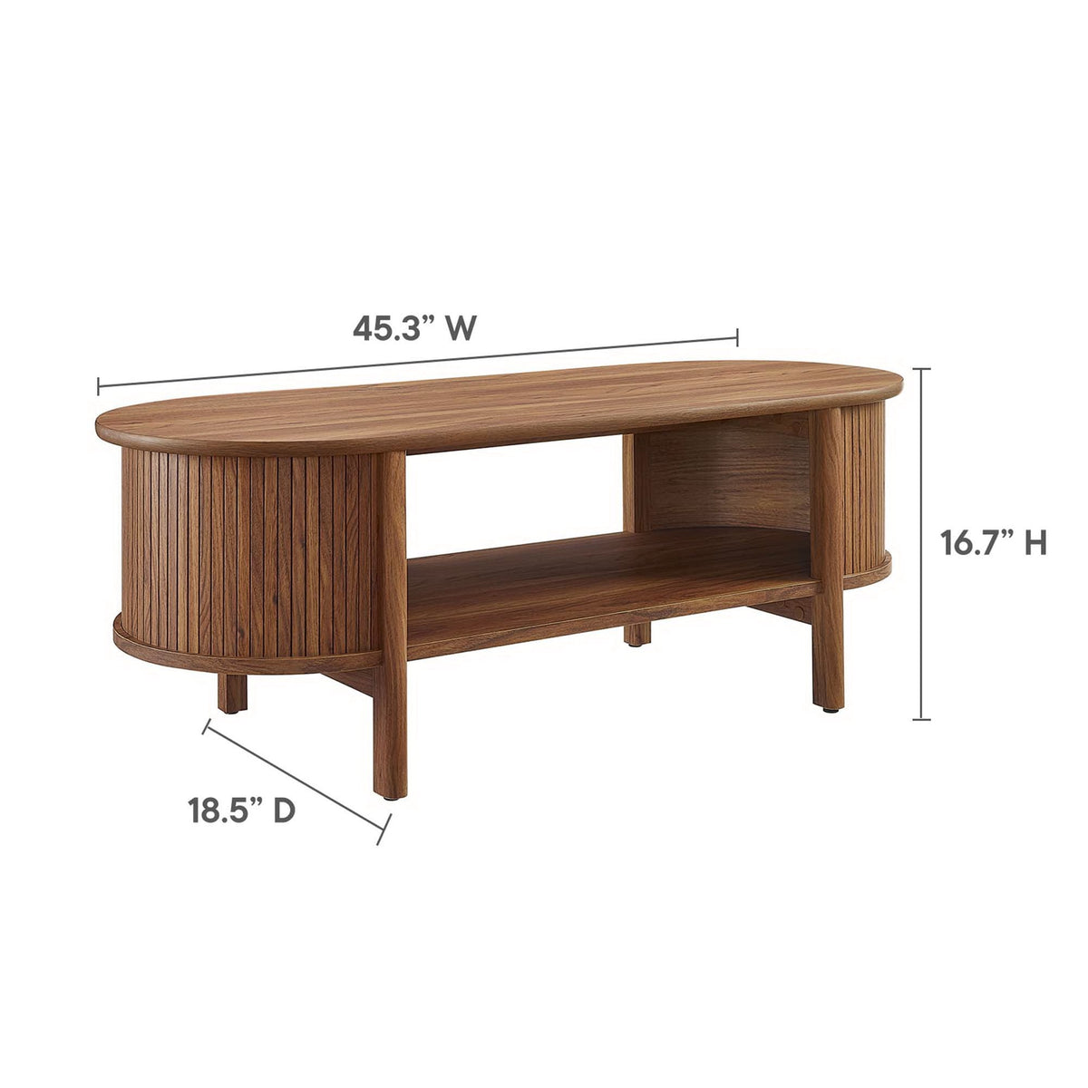 Cadence Coffee Table rubberwood with ribbed cylindrical base mid-century modern on Tampa Home & Garden Store