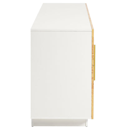 Abel Burl Wood Sideboard TV Stand white with burl edge and gold hardware by Modway on Tampa Home & Garden Store
