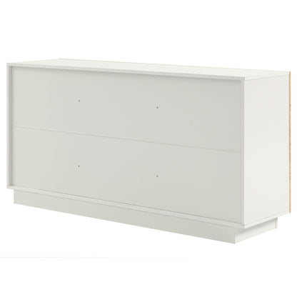 Abel Burl Wood Sideboard Buffet TV Stand white finish with natural burl trim on Tampa Home & Garden Store