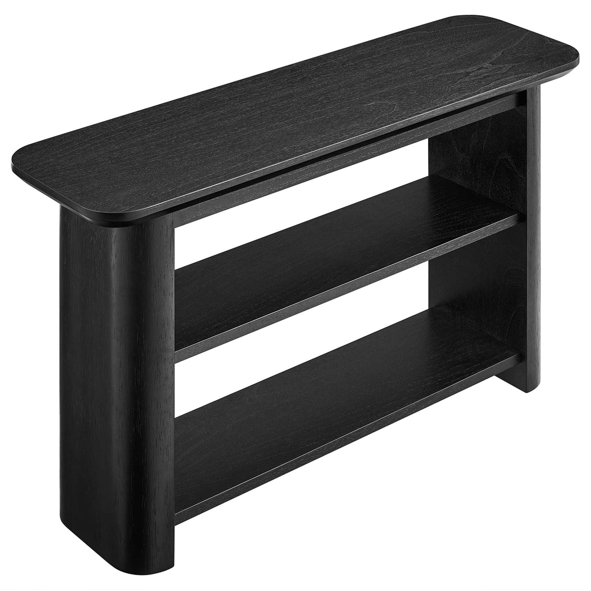 Calix 57-Inch Console Table black wood finish with 3-tier shelves HouseOfZazla on Tampa Home & Garden Store