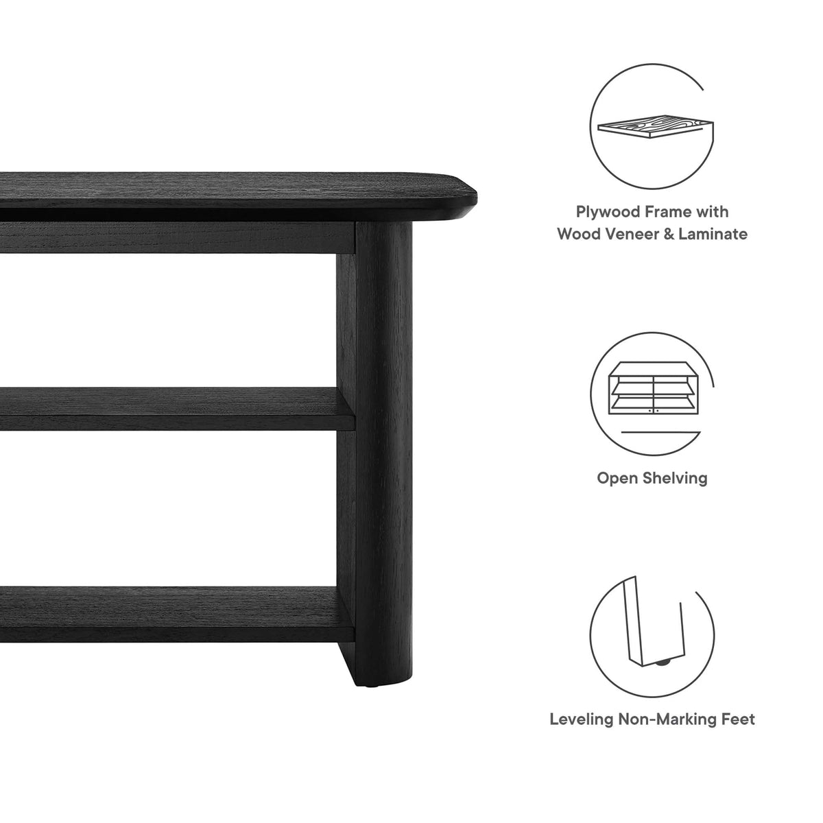 Calix 57-Inch Console Table by Modway black wood veneer for living room on Tampa Home & Garden Store