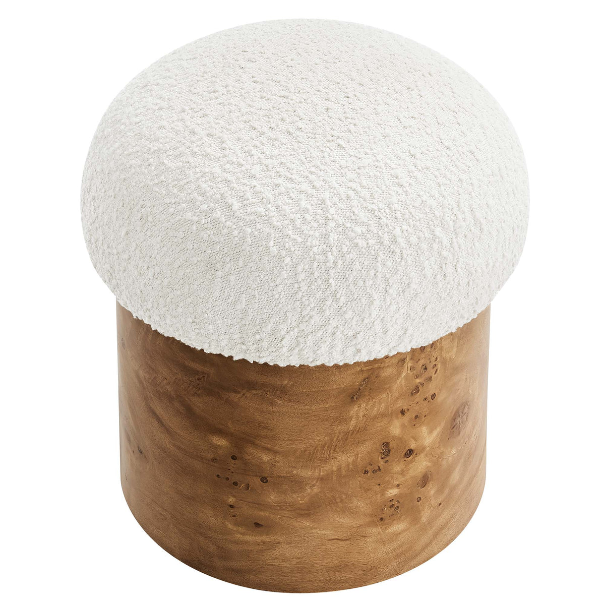 Breeze Boucle Upholstered Ottoman by Modway in white boucle with natural wood base on Tampa Home & Garden Store