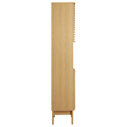 Render tall narrow bathroom storage cabinet in natural oak with side slats by Modway on Tampa Home & Garden Store