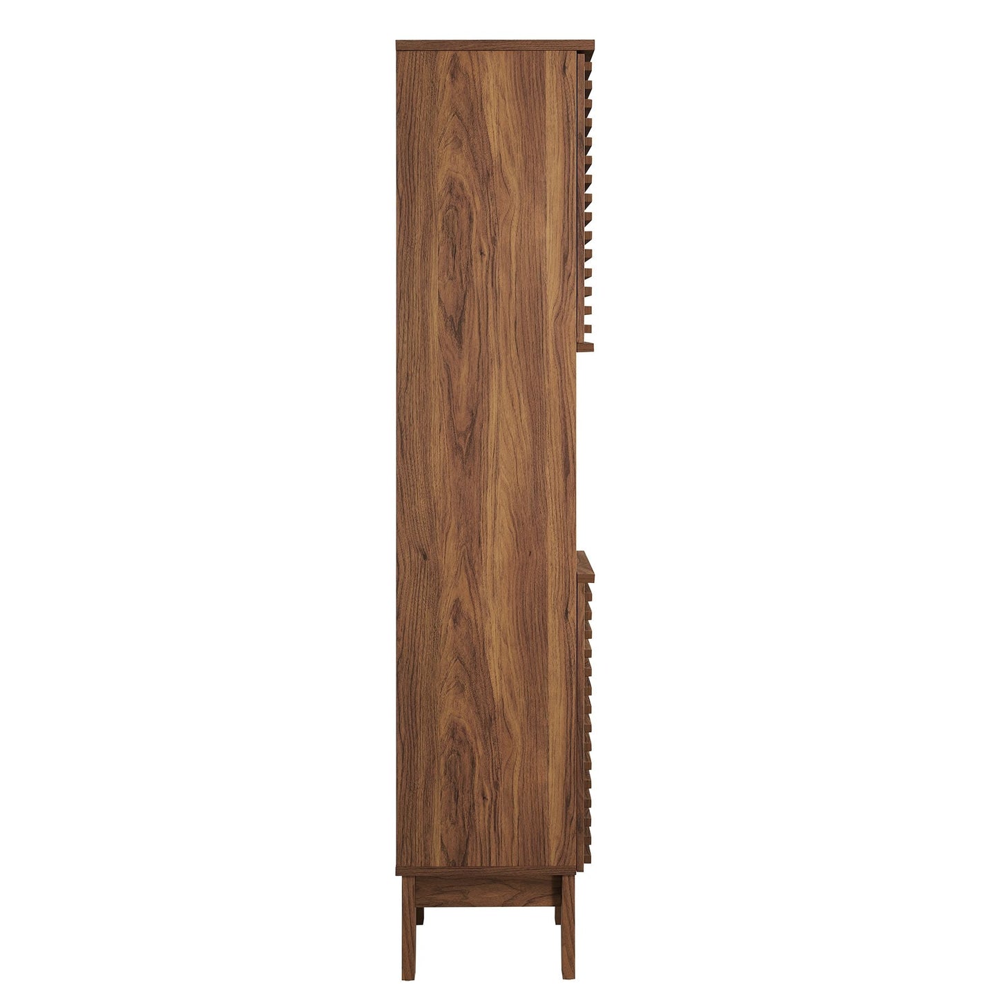 Render Tall Narrow Bathroom Storage Cabinet by Modway in walnut finish with side slat rack on Tampa Home & Garden Store