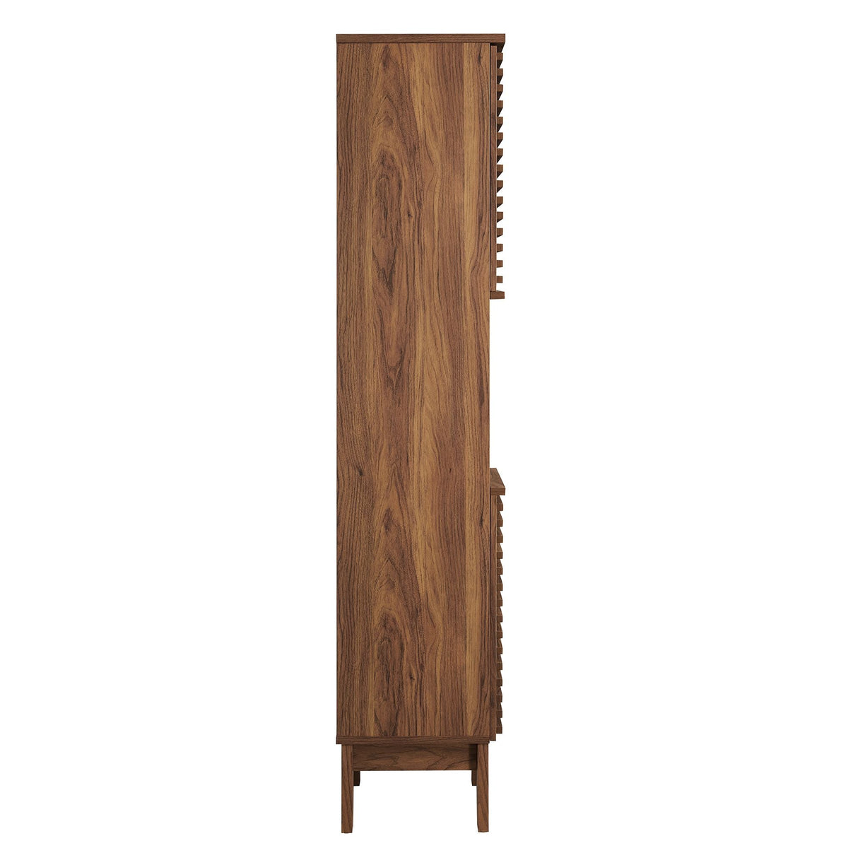 Render Tall Narrow Bathroom Storage Cabinet by Modway in walnut finish with side slat rack on Tampa Home & Garden Store