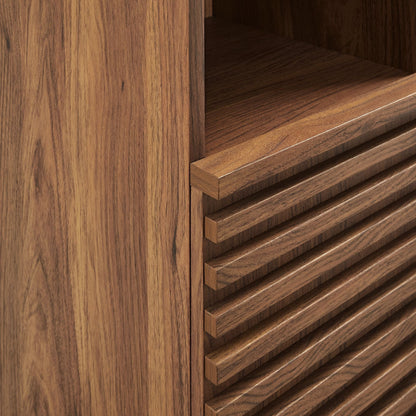 Render Tall Narrow Bathroom Storage Cabinet by Modway in warm wood veneer with slim drawers on Tampa Home & Garden Store