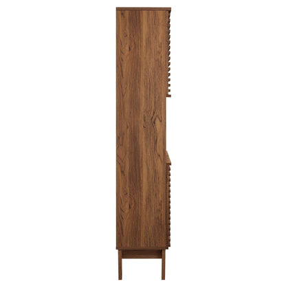 Render Tall Bathroom Storage Cabinet with slatted side panels in warm wood finish by Modway on Tampa Home & Garden Store