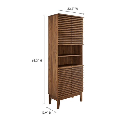 Render Tall Bathroom Storage Cabinet by Modway, walnut finish, slatted doors on Tampa Home & Garden Store