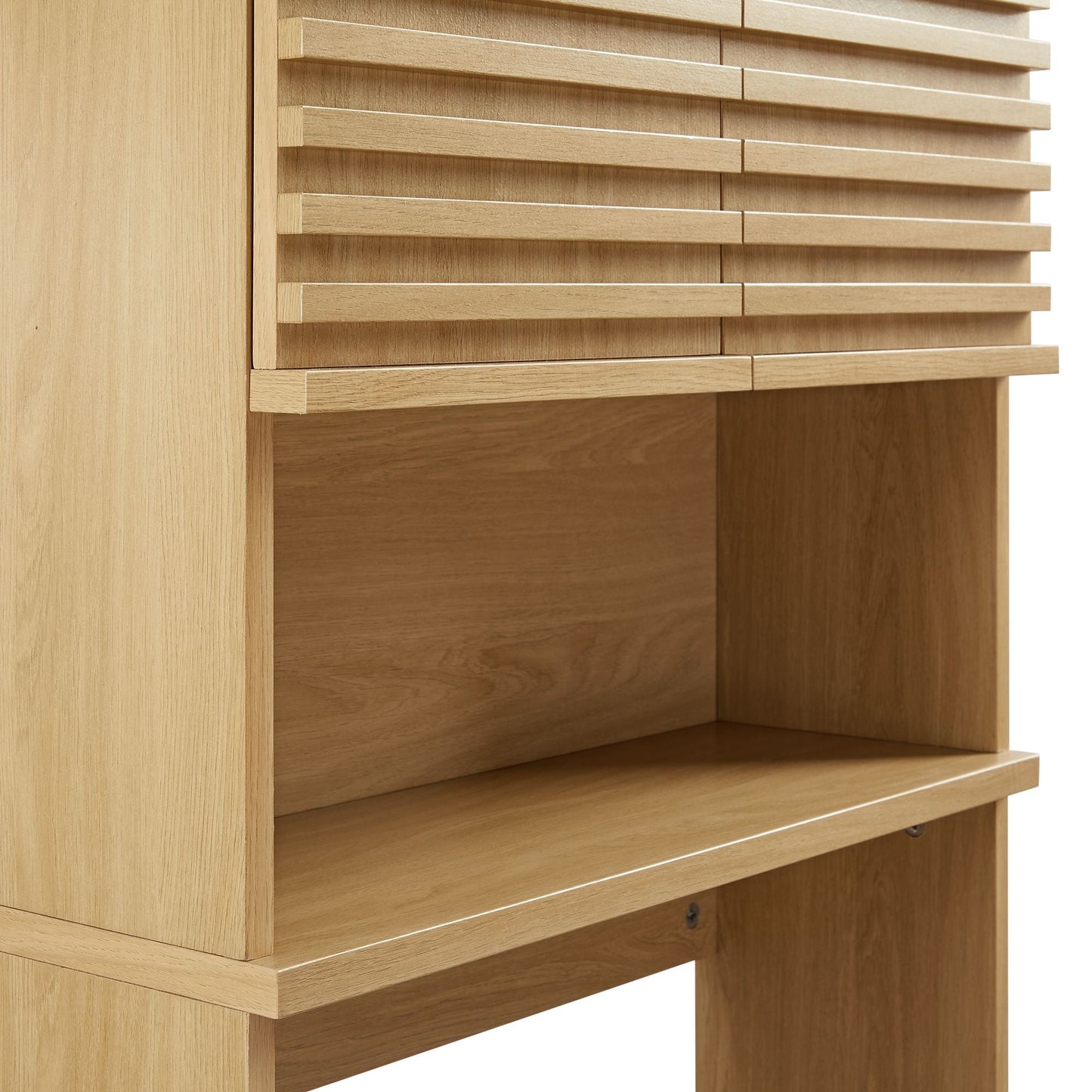 Render Over the Toilet bathroom storage cabinet in light oak with horizontal slats by Modway on Tampa Home & Garden Store