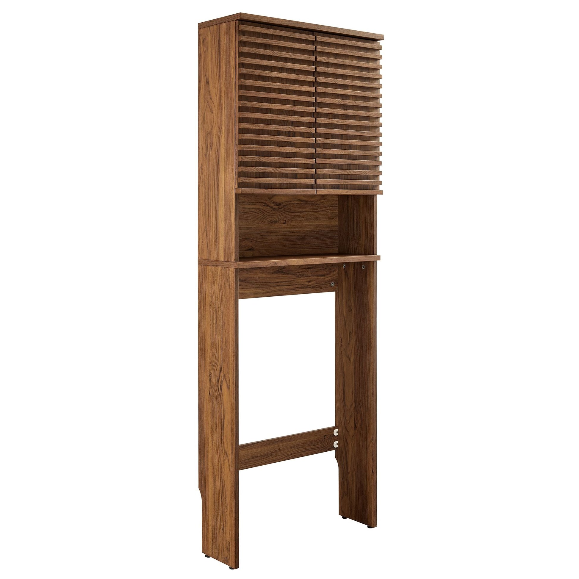 Render Over the Toilet bathroom cabinet with slatted doors, tall wooden unit by Modway on Tampa Home & Garden Store