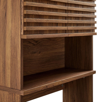 Render Over the Toilet bathroom storage cabinet by Modway with warm brown wood and slatted fronts on Tampa Home & Garden Store