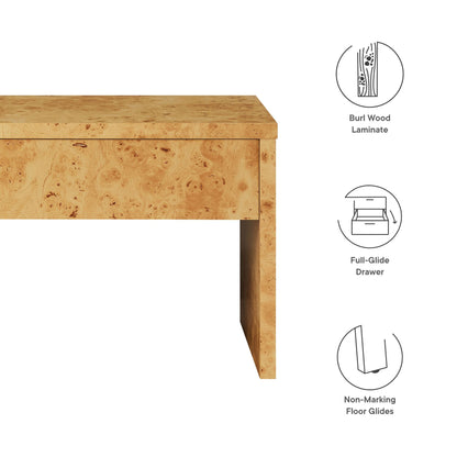Hudson 1-Drawer Burl Wood Nightstand Burl Wood laminate, modern bedside by HouseOfZazla on Tampa Home & Garden Store