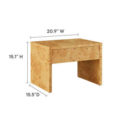 Hudson 1-Drawer Burl Wood Nightstand by Modway, burl veneer with natural wood grain on Tampa Home & Garden Store