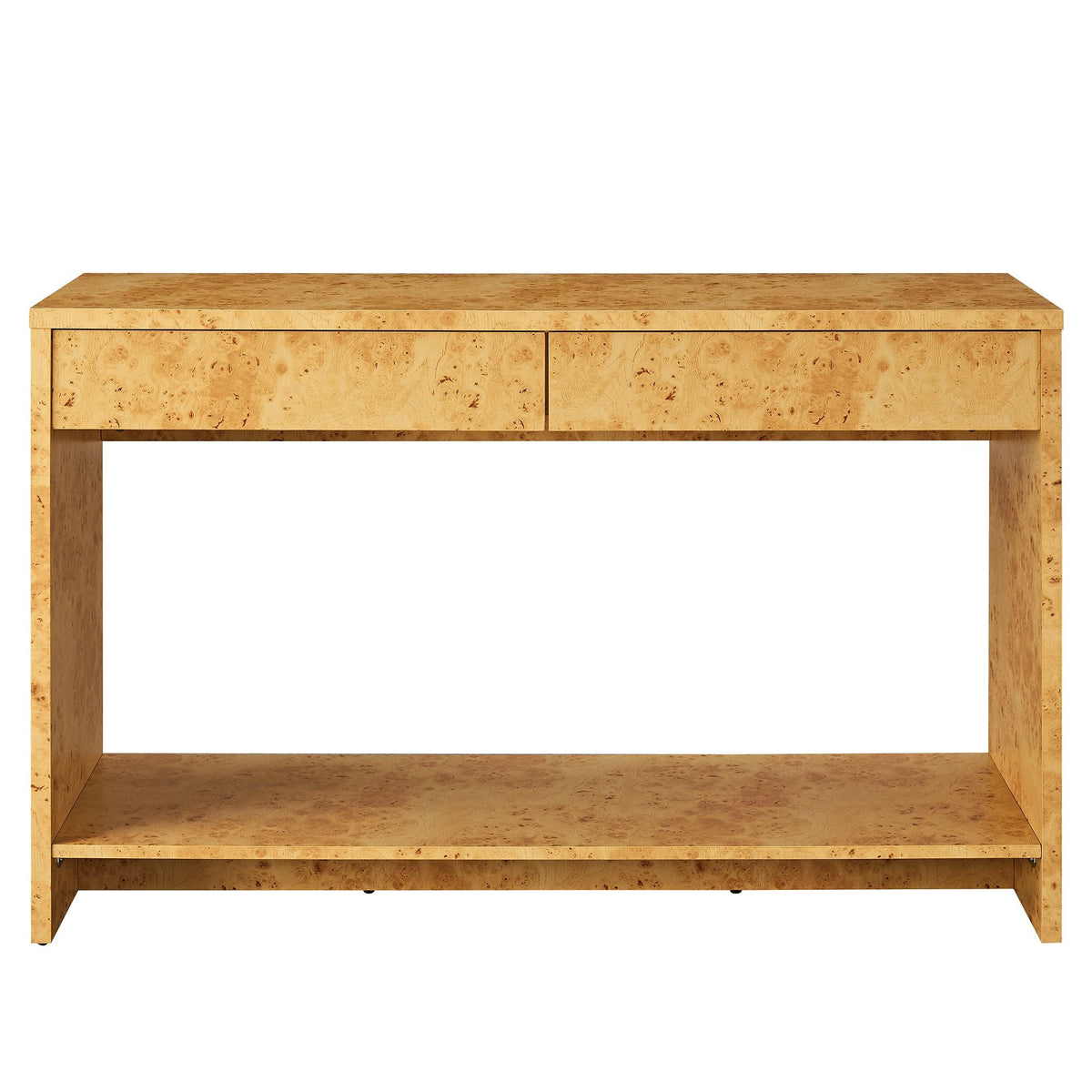 Hudson 2-Drawer Burl Wood Console Table by Modway, natural burl wood finish on Tampa Home & Garden Store