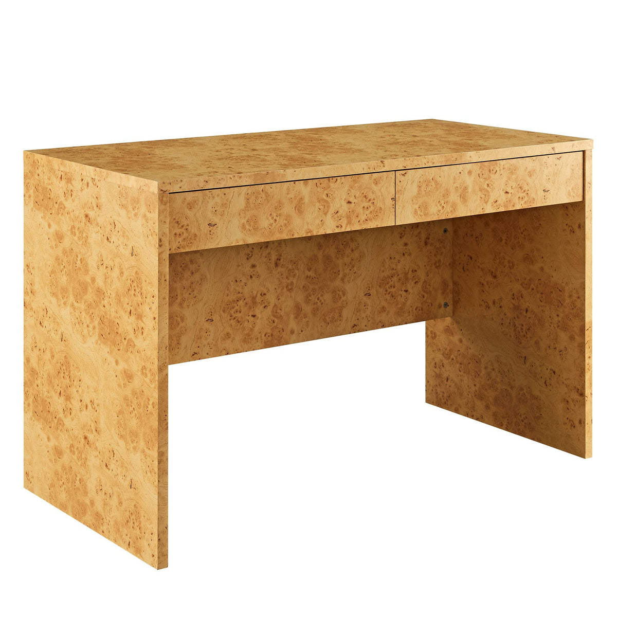 Hudson 2-Drawer Burl Wood Desk by Modway; natural burl wood veneer, minimalist office furniture on Tampa Home & Garden Store