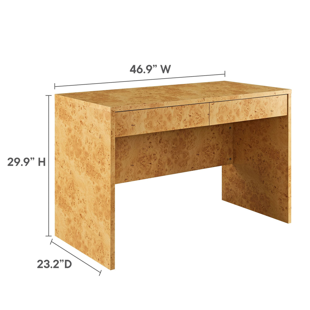 Hudson 2-Drawer Burl Wood Desk natural burl wood finish by HouseOfZazla for office furniture on Tampa Home & Garden Store