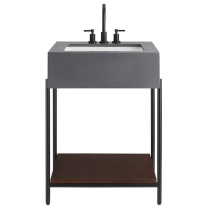 Etch 24in vanity with sink, charcoal gray cabinet, matte black dual-handle faucet on Tampa Home & Garden Store