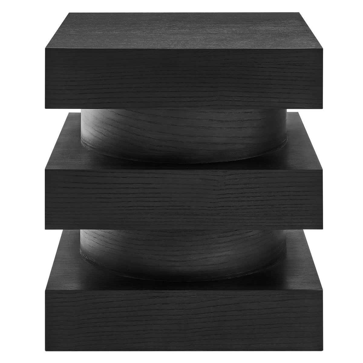 Perpetuate Totem End Table black wood block design with cylindrical pedestal by HouseOfZazla on Tampa Home & Garden Store