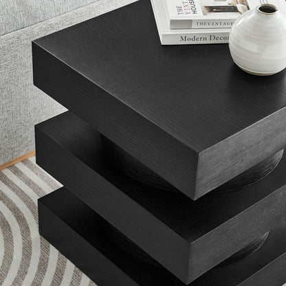Perpetuate Totem End Table by Modway, black woodgrain finish with white vase and stacked magazines on Tampa Home & Garden Store