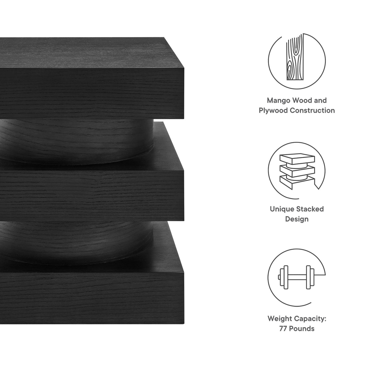 Perpetuate Totem End Table by Modway, dark mango wood and plywood construction, HouseOfZazla on Tampa Home & Garden Store