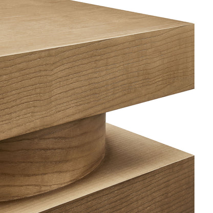 Perpetuate Totem End Table by Modway, light oak wood finish with cylindrical pedestal base on Tampa Home & Garden Store