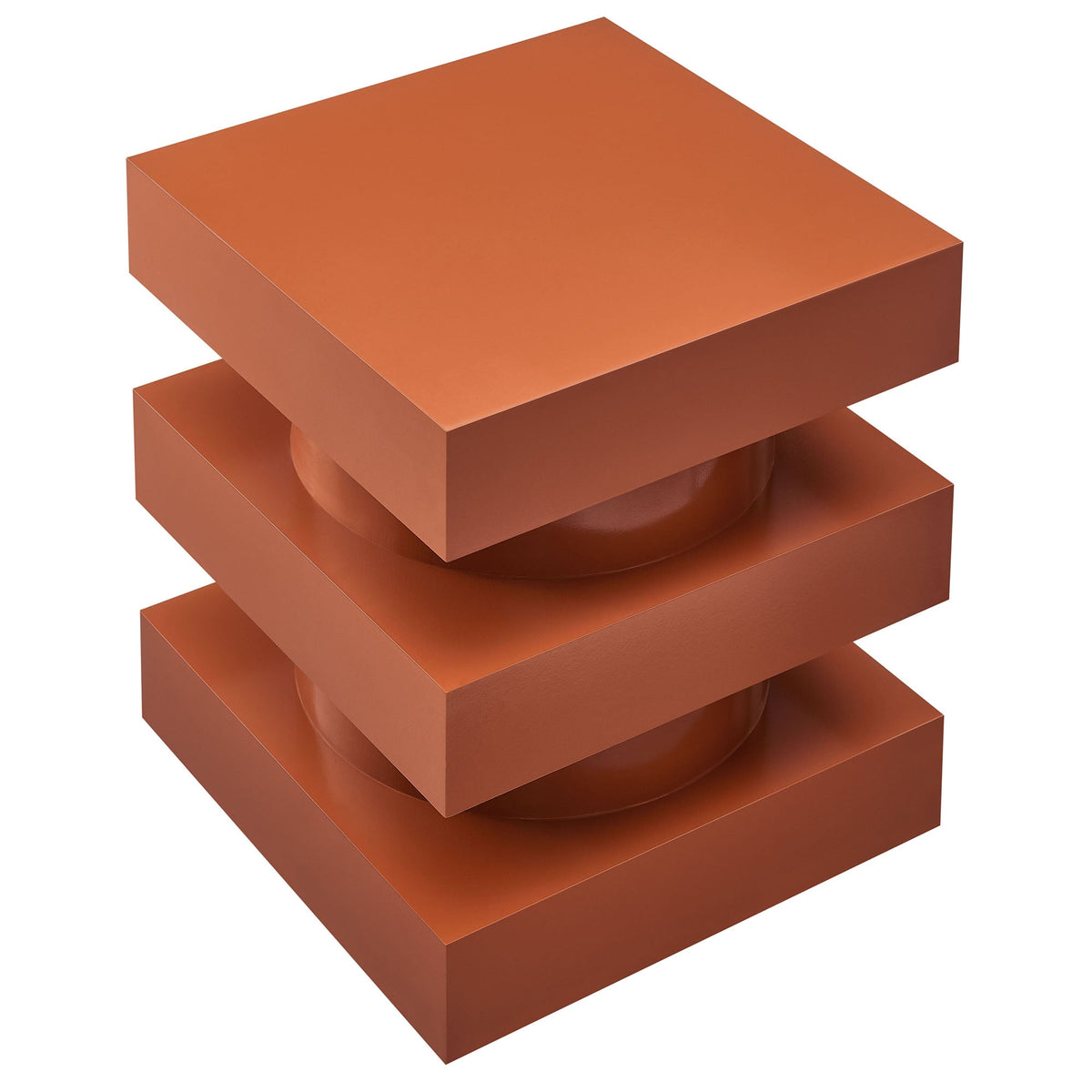 Perpetuate Totem End Table orange copper finish with stacked block tiers and round pedestal by HouseOfZazla on Tampa Home & Garden Store
