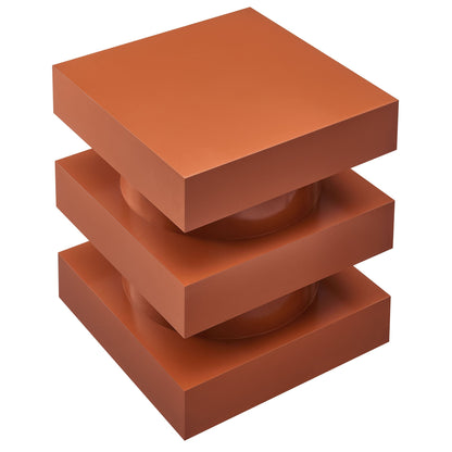 Perpetuate Totem End Table orange copper finish with stacked block tiers and round pedestal by HouseOfZazla on Tampa Home & Garden Store