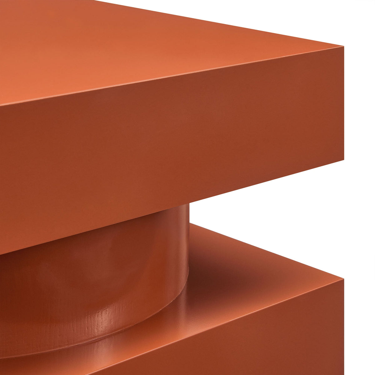 Perpetuate Totem End Table by Modway, orange metal finish with cylindrical stacked pedestal on Tampa Home & Garden Store
